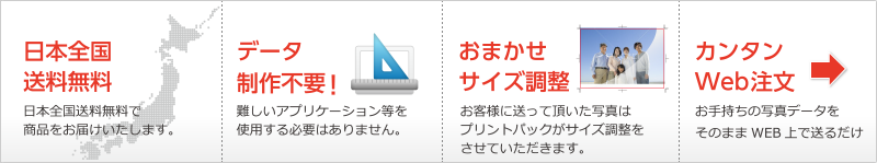 日本全国送料無料 データ制作不要！  おまかせサイズ調整  カンタンWeb注文
